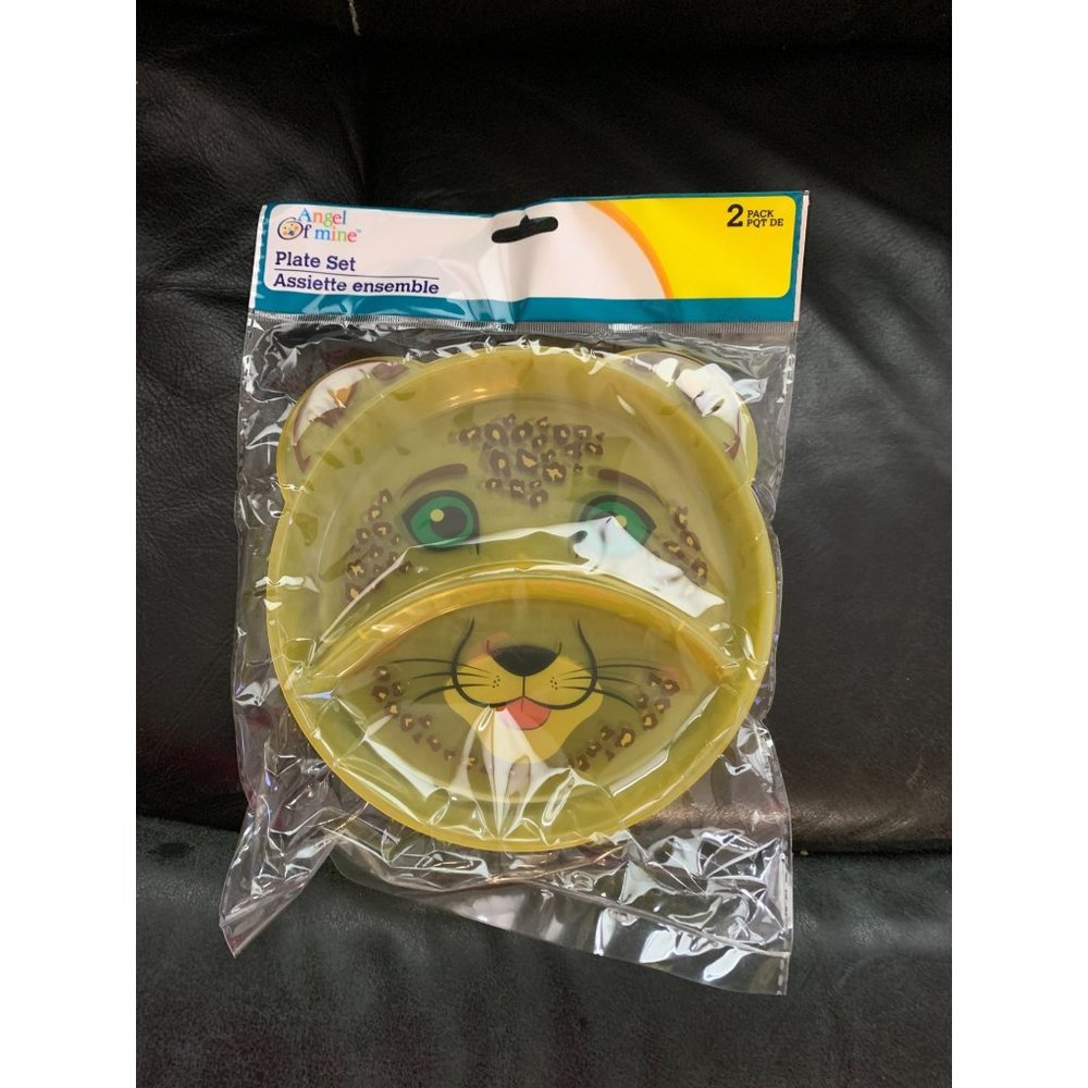 New Angel Of Mine Hard Plastic Lion Cub Yellow Pack of 2 Kids Divided Plate